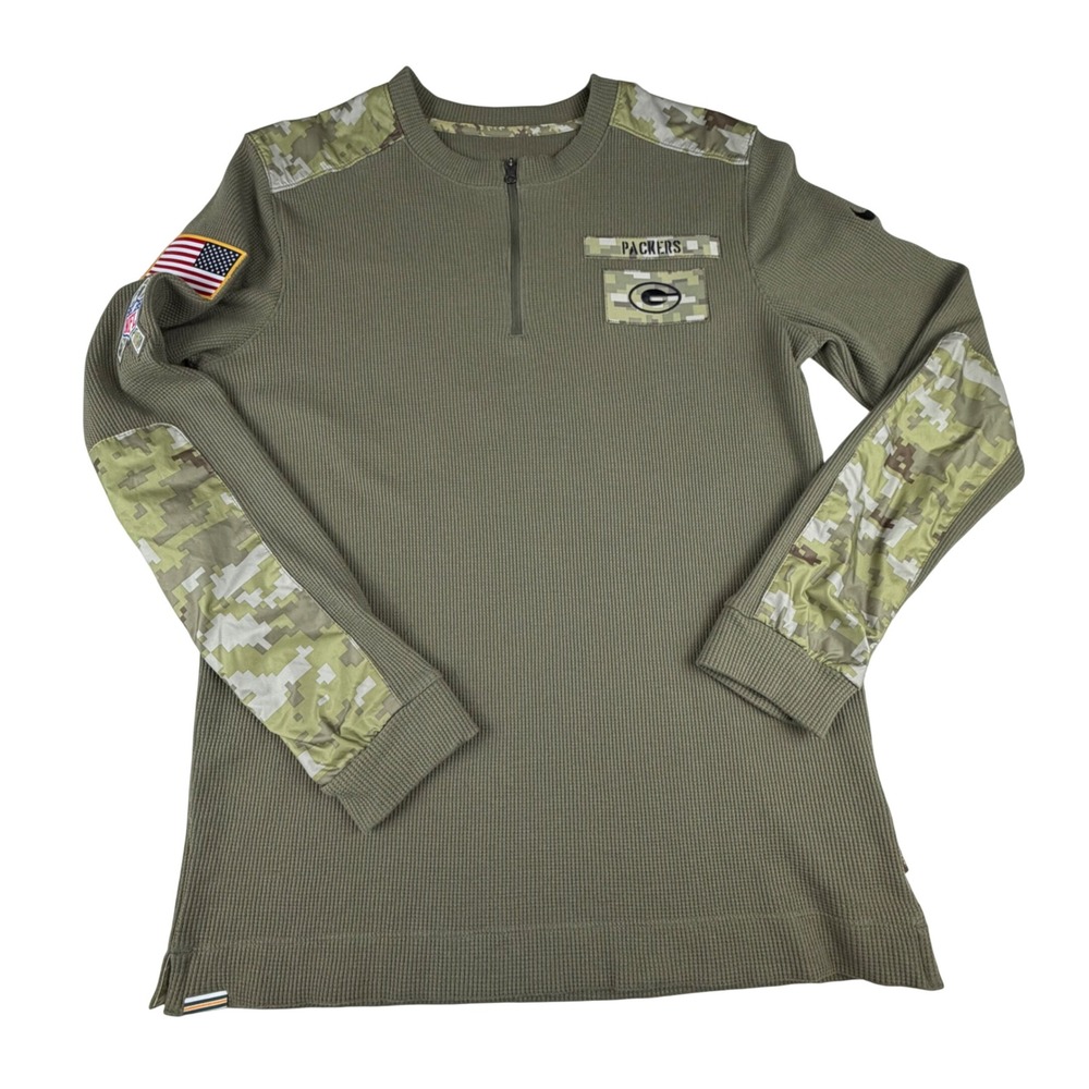 Nike NFL Green Bay Packers Military Salute to Service Henley Long Sleeve Thermal